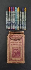 Rare 1903 Antique French Raphael Wax Crayons In Original Box Film Prop 