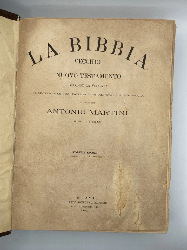 LA BIBBIA volgata A. Martini Ill. 381 incisioni Sonzogno 1890 solo II volume - Immagine 2 di 4