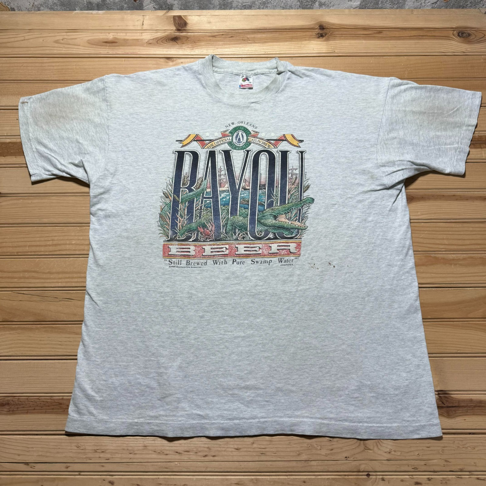 Vintage 80s 1989 Bayou Beer New Orleans Louisiana Single Stitch Shirt - Size XXL