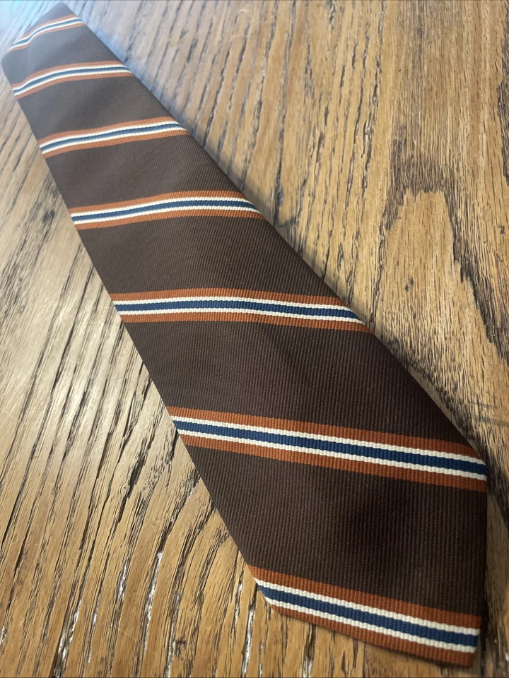 Винтажный галстук 60-е 70-е в полоску галстук сделано в США полиэстер удлиненный - Изображение 2 из 4