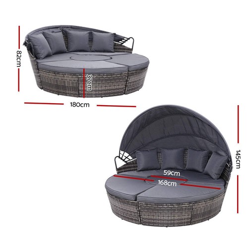 NNEDSZ Lounge Setting Sofa Patio Furniture Wicker Garden Rattan Set Day Bed Grey - Picture 2 of 7
