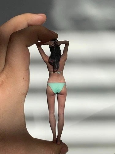 Figura in miniatura scena oggetti di scena 1/18 verde bikini bellezza ragazza diorama scultura resina - Foto 9 di 20