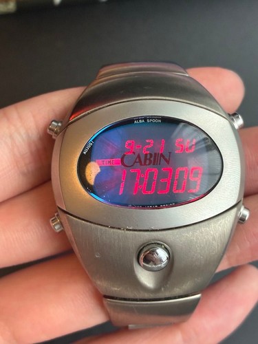 Seiko Alba Spoon Cabine Acier Inoxydable Titane Métal Quartz Montre Hommes Auth - Photo 9 sur 9