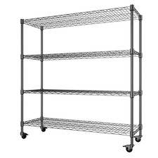 Storage Shelves, Heavy Duty 4 Tier Storage Metal Shelves with Wheels, 2500LBS...