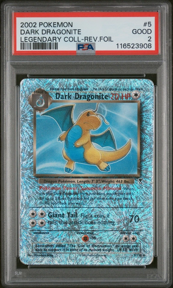 🔥 PSA 2 GOOD DARK DRAGONITE REVERSE HOLO RARE | LEGENDARY COLLECTION 5/110 🔥 - Image 2 of 4