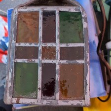 Vintage Lead Stained Glass Outside or Inside Porch Hall Lamp Light -