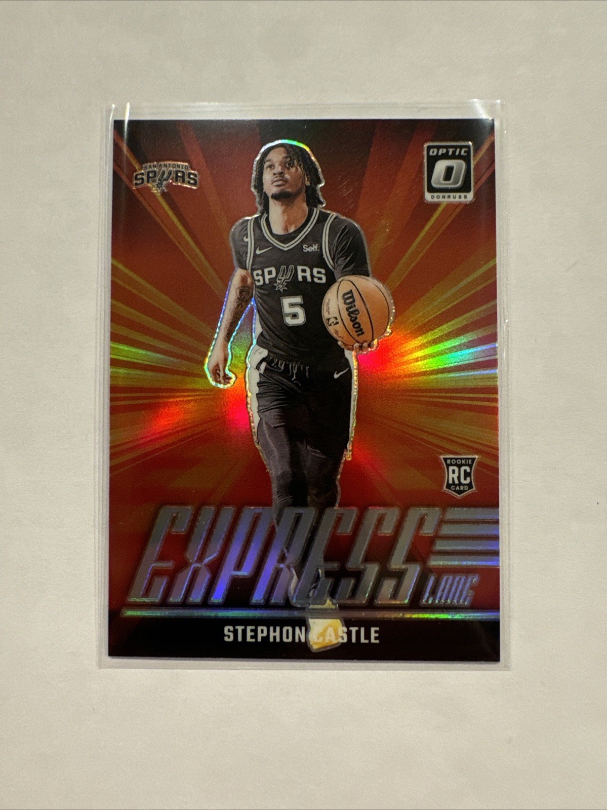 Stephon Castle 2024-25 Donruss Optic #1 Express Lane Optic Holo Rookie RC Spurs