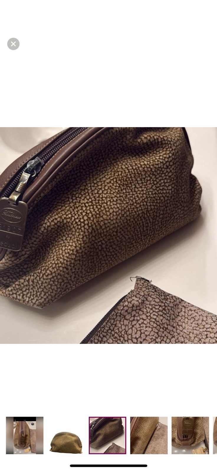Borbonese pouch accessory case quail pattern brown color suede material Ladies — image 7