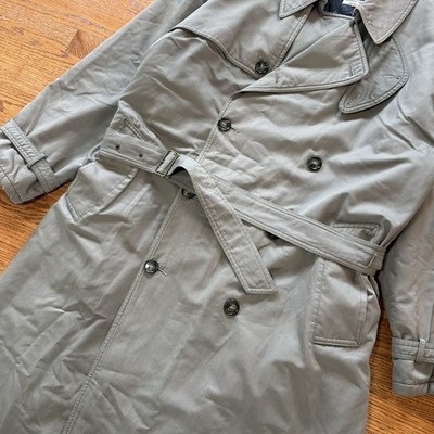 Vintage Giorgio Armani Trench Coat Made In Italy Sz 42 Wool Lined