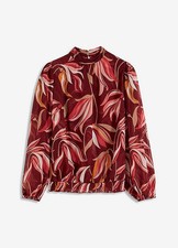 Chiffonbluse Gr. 52 Rubinrot Bedruckt Damenbluse Chiffon-Bluse Shirt Tunika Neu*