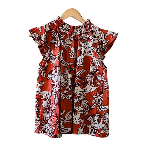 Seventy Venezia Arancio Popeline Top mit Rüschen und Blumenmuster Größe EU 42 - Bild 2 von 10