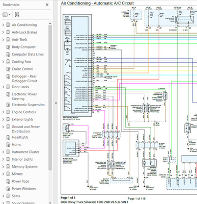 Chevrolet Silverado 1500 2006 Color Wiring Diagram Schematic V8 5.3L 2WD pdf