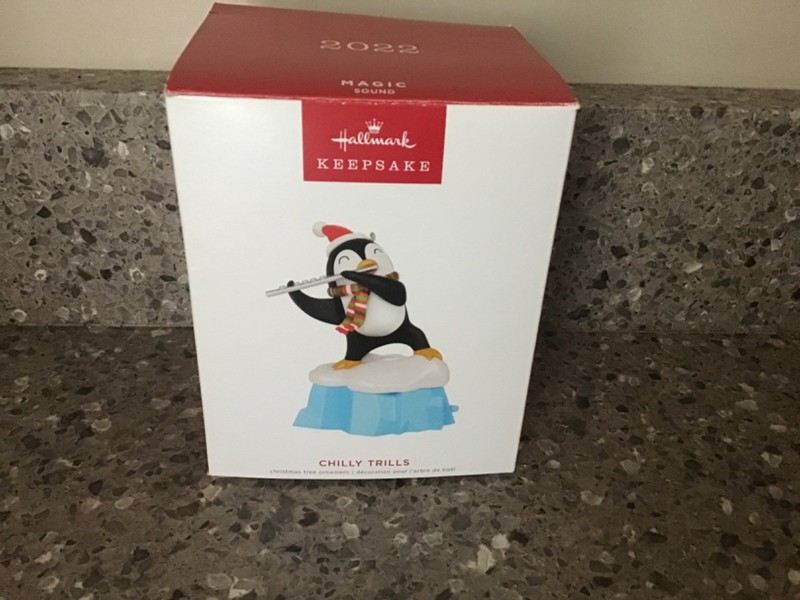 2022 Hallmark Penguin CHILLY TRILLS Keepsake Ornament, Magic Sound, Flute