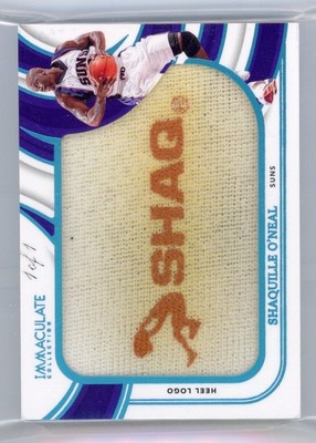 SHAQUILLE O NEAL 2023 IMMACULATE SNEAK PEEK SHOE HEEL LOGO 1/1 GAME USED PATCH