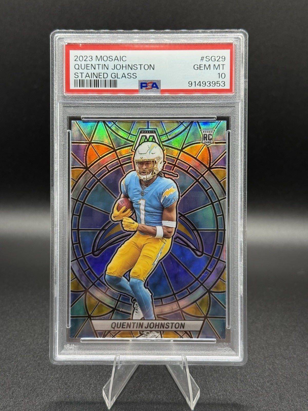 2023 Panini Mosaic -PSA 10- Stained Glass Quentin Johnston Rookie Chargers 💎💎