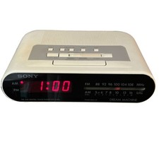 Sony Dream Machine AM/FM Digital Alarm Clock Radio Beige ICF-C242 WORKS VIDEO