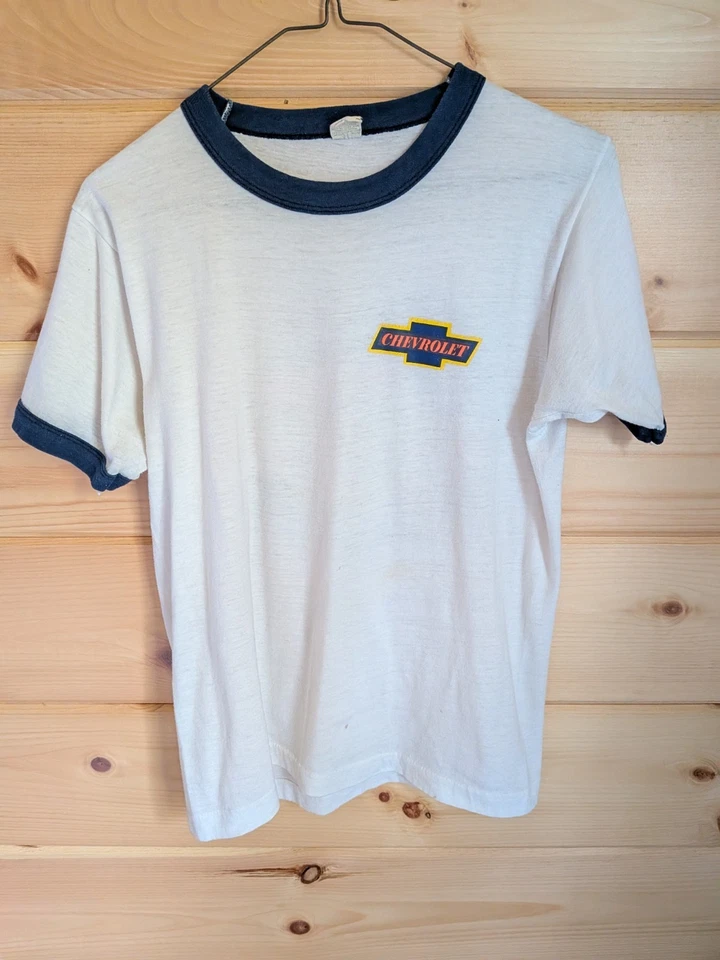 Camiseta Chevy Ringer Vintage Años 80 Talla M Monte Carlo Gráfico EE. UU. Coche Clásico Rara Foto 2 de 4