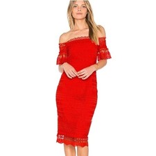 EUC Saylor for Free People Mariah Lace Off Shoulder Dress Red size Small