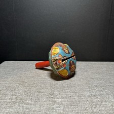 VTG Clown Tin Noisemaker U.S. Metal Toy Co. 1940s Rattle Circus Litho USA