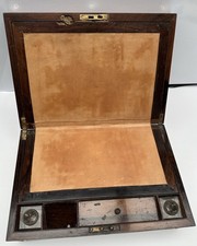 Victorian Rosewood & Brass inlay Writing Slope mother of pearl inlaid no key