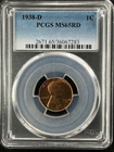 1938-D  1C RD Lincoln Wheat One Cent  PCGS MS65RD  36067283