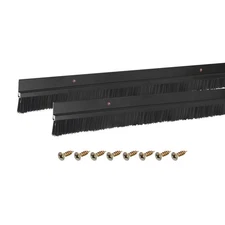 2Pcs Door Brush Bottom Sweep H-Shape 0.8-inch PP Brush (36"x1.8", Black)