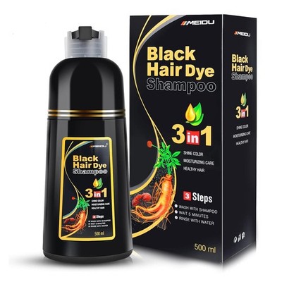MEIDU Black Hair Dye Shampoo 3 in 1, Shampoo for Color Treated Hair 100% Gray...