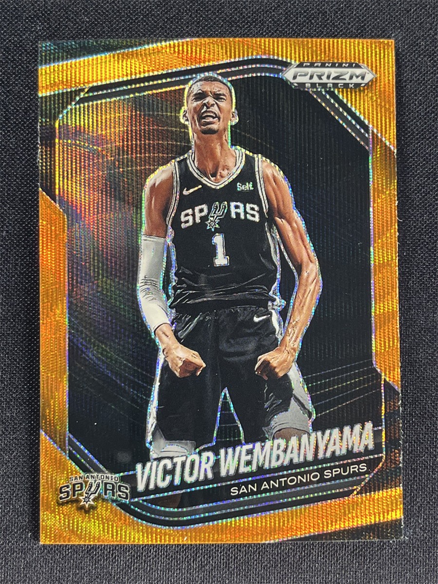 2024-25 Panini Prizm Black Victor Wembanyama #1 Orange Wave Prizm Spurs /60