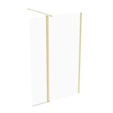 Image of Brushed Brass 700mm Wet Room Screen 8mm Tempered Glass with 300mm Flipper Panel