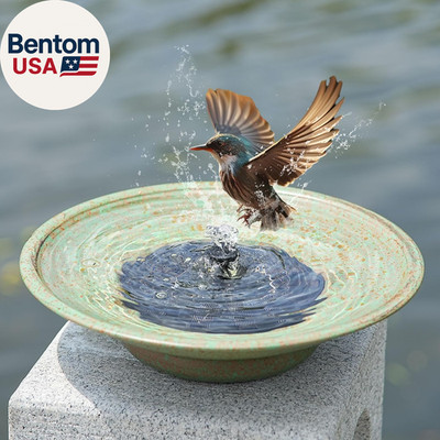 Solar Fountain Bird Bath, Metal Bird Bath Bubbler, Outdoor Bird Bath Bowl, for O