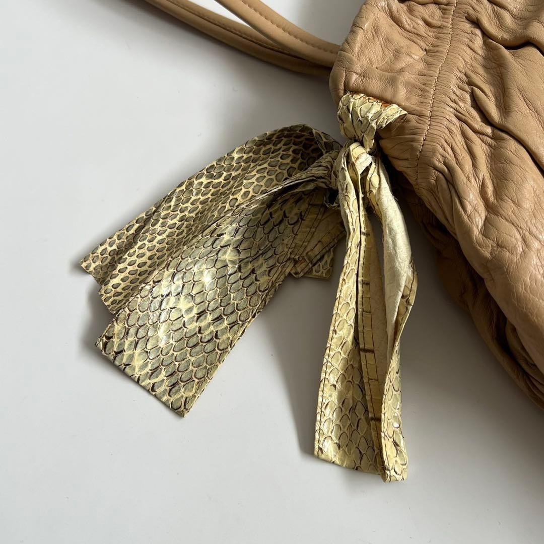 PRADA Python Ribbon Shoulder Tote Bag, Leather, S… - image 13