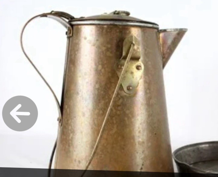 A  1890 “Cowboy”  Copper & Brass Kettle & 2 Copper Pans.
