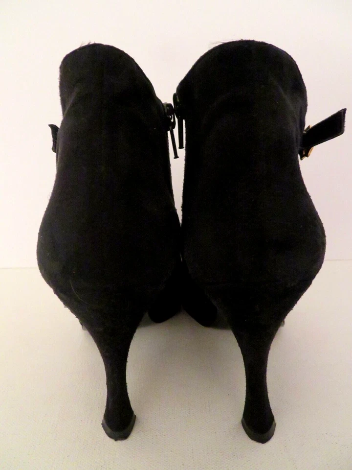 De colección Y2K CHARLES JOURDAN Paris Talla 8 8.5 Mujeres Gamuza Cuero Negro Botas Tacones Foto 4 de 4