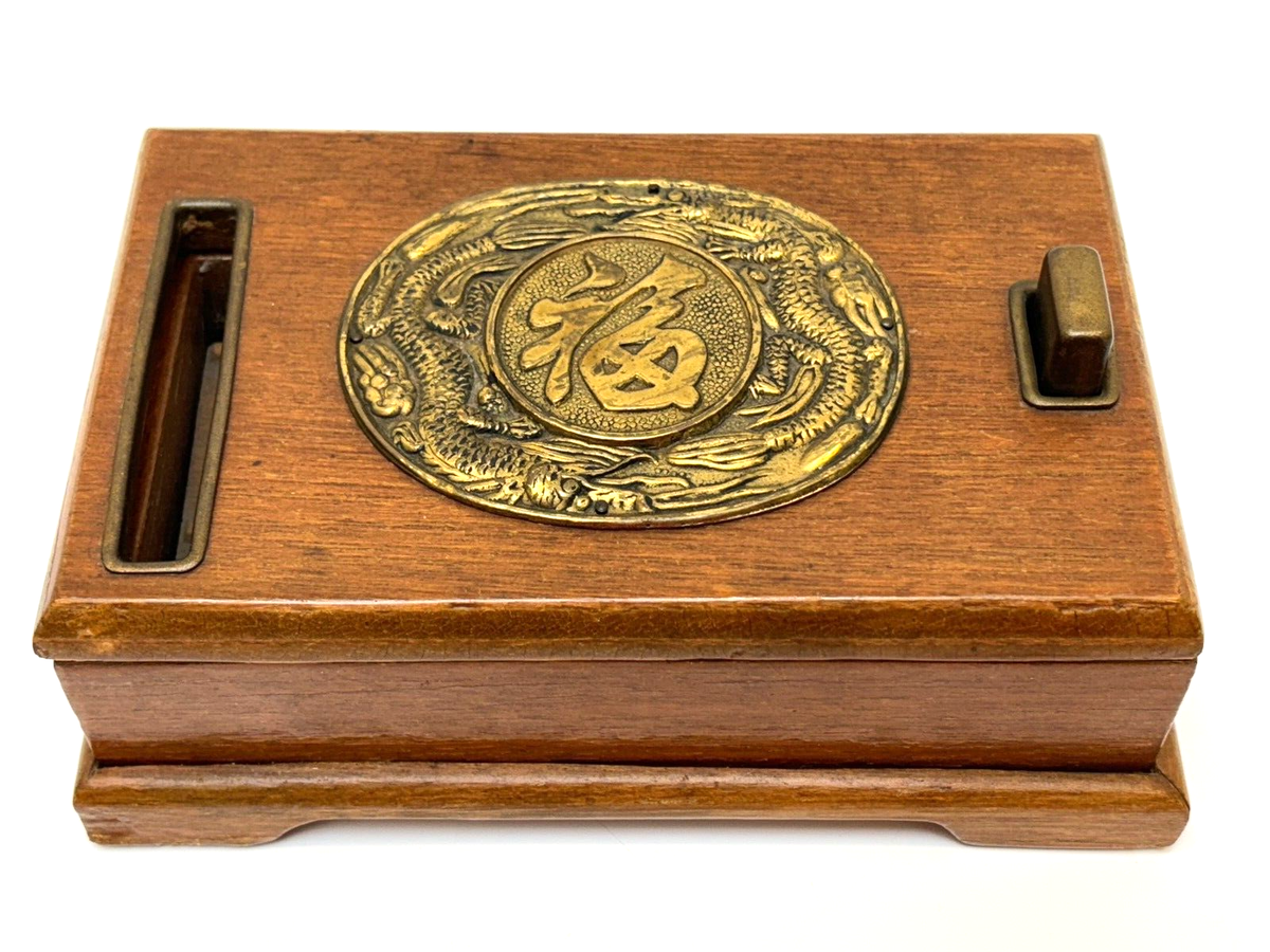 arirang cigarettes Vintage Arirang Wood & Brass Cigarette Dispenser by Sam Chung Co Seoul Korea