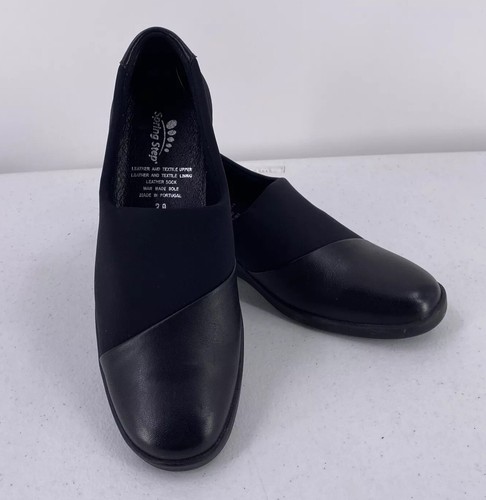 Spring Step Amanda Size US 7.5 - 8 EU 38 Black Leather Slip On Wedge Heel Shoes - 第 1/8 張圖片