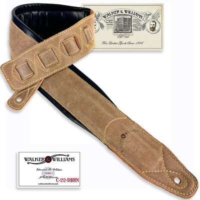 Walker & Williams C-22 Brown Aged Premium Leather Double Padded Guitar Strap