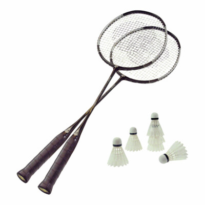 Badminton Set 2 Schläger 6 Bälle, Badmintonschläger, Federball, Badmintonball