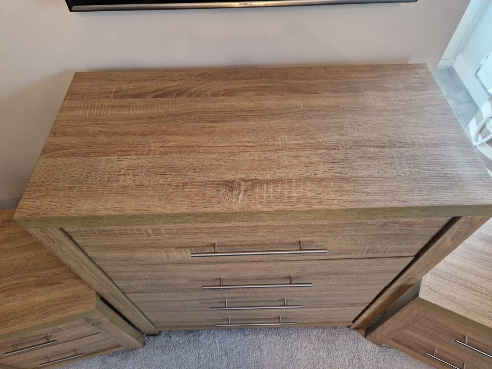 Dunelm Bedroom Furniture Oak Effect. 2 X Bedside Tables And 4 Drawer Unit eBay