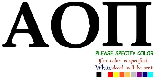 ALPHA OMICRON PI SORORITY Adhesive Vinyl Decal Sticker Car Truck Window 12"