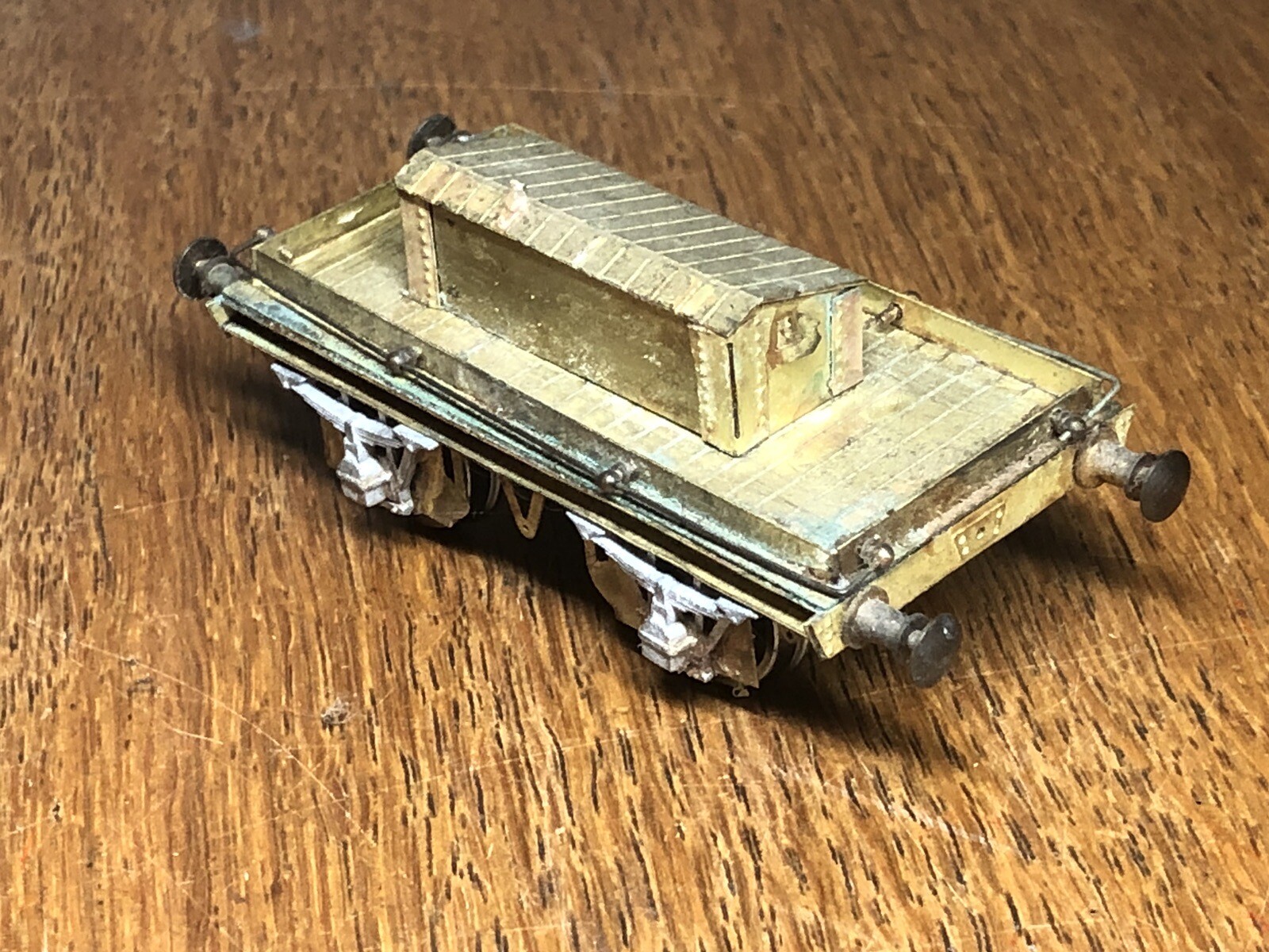 Two Kit Built Wagons Diecast Brake Van x1 & Brass Etched Flat Wagon x1