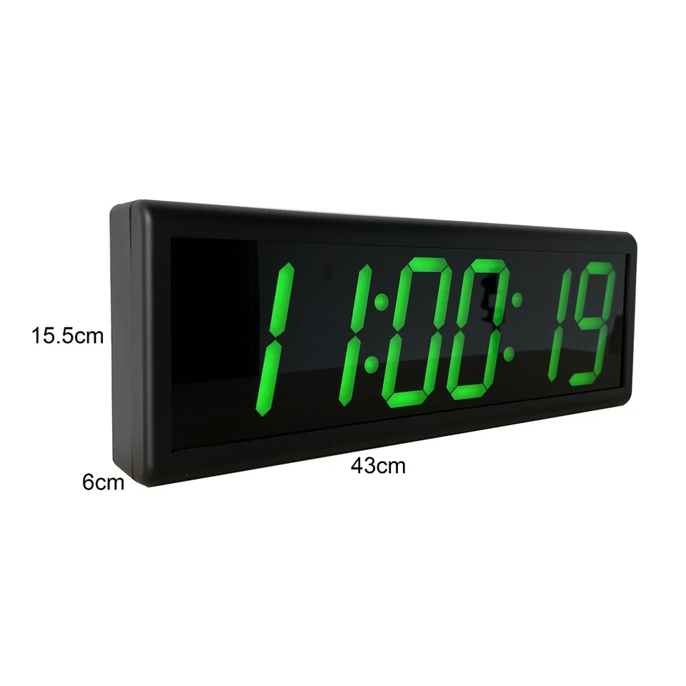 4" 6 Digit Green LED IP Wall Clock, Automatic DST Reset, Black Background - Image 2 of 4