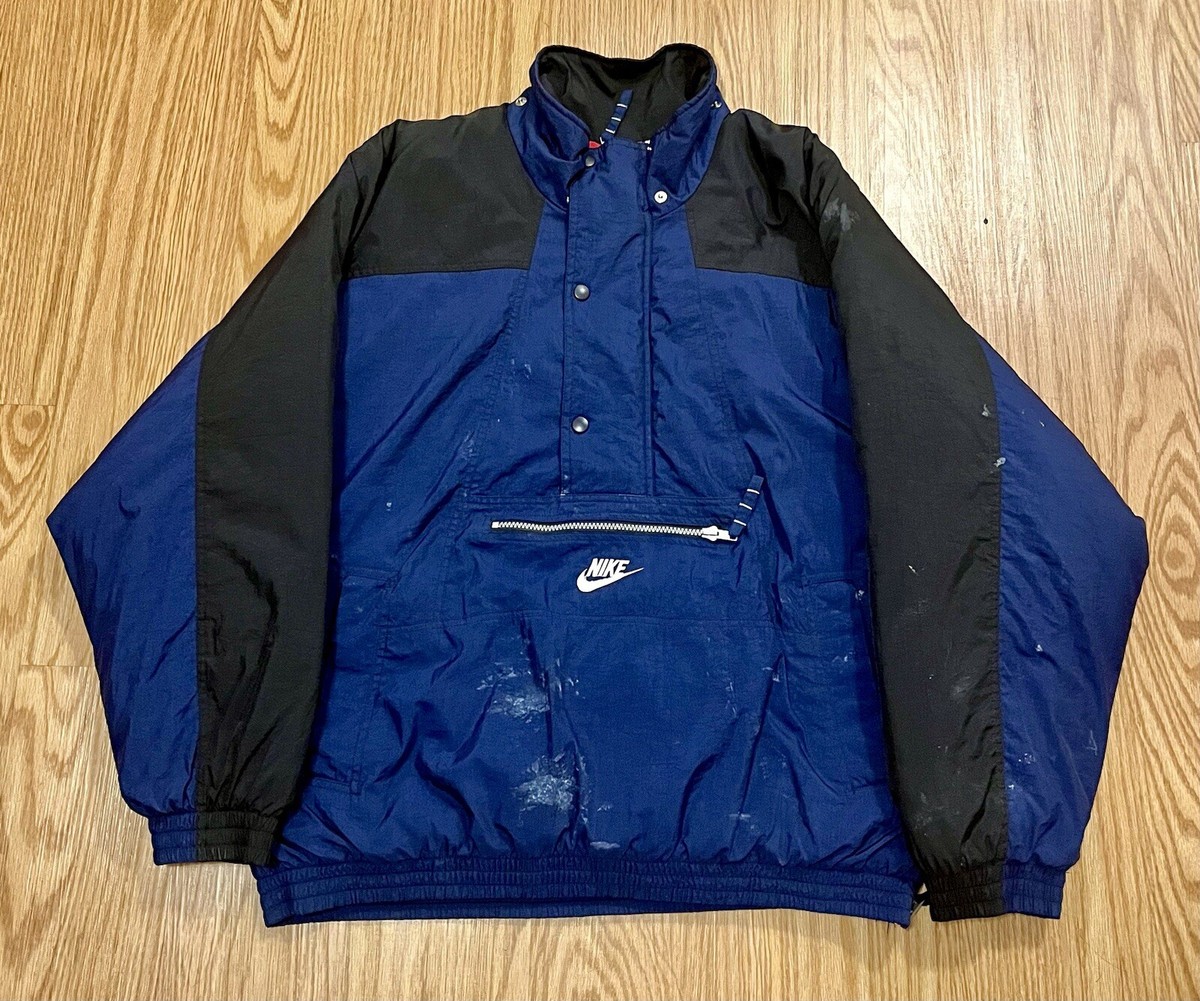 Vintage Nike Quarter Zip Puffer Jacket Navy Blue Black Men's Vintage Nike Quarter Zip Puffer Jacket Navy Blue Black Men's