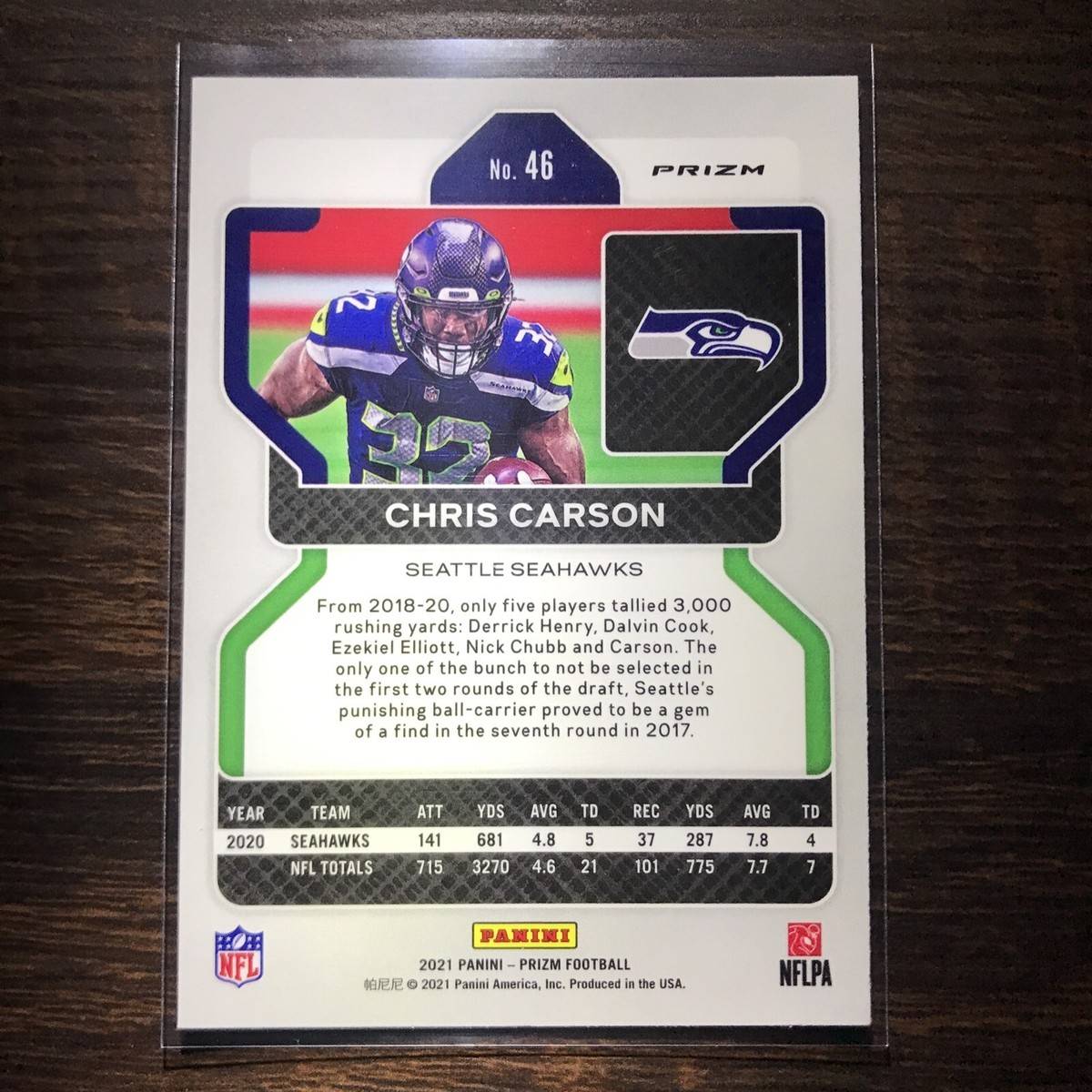 ネカ　ヒックス　ハドソン 2021 Panini Prizm Chris Carson Checkerboard SP #46 Seahawks