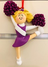 Personalized Ornament Cute Cheerleader Dancer Blond Purple Uniform Birthday Gift