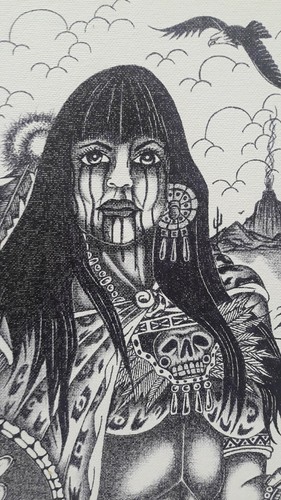 Aztec warrior "Aethionema"18x14 Amazing Detail Mexican Art Check the details - Picture 4 of 12