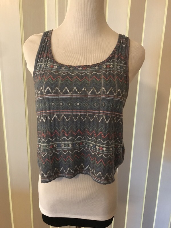 Aeropostale Women's Multi Color Tribal Print Crop Tank Top Size M