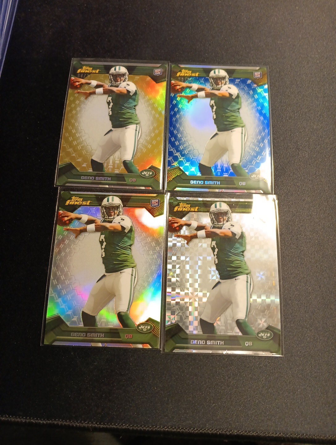 2013 Topps Finest Refractor 4-card #146 Geno Smith RC ref,xfrac,blue/99,gold/75