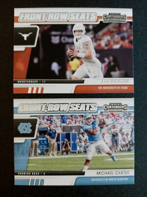 (2) 2021 Panini Front Row Seats Sam Ehlinger RC # 20, 30 Indianapolis Colts