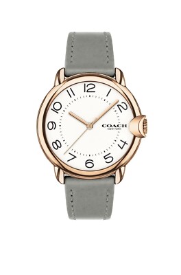 New Coach Arden Women’s White Dial Gray Leather Strap Watch 14503611 Coach 14503611 Arden Ivory White/Rose Gold Tone Dial Grey  main image 2