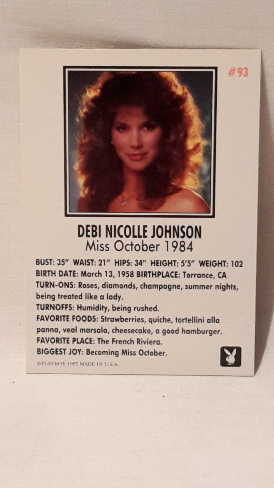 Playboy`s Playmate of the Month Miss October 1984 Debbi Nicolle Johnson